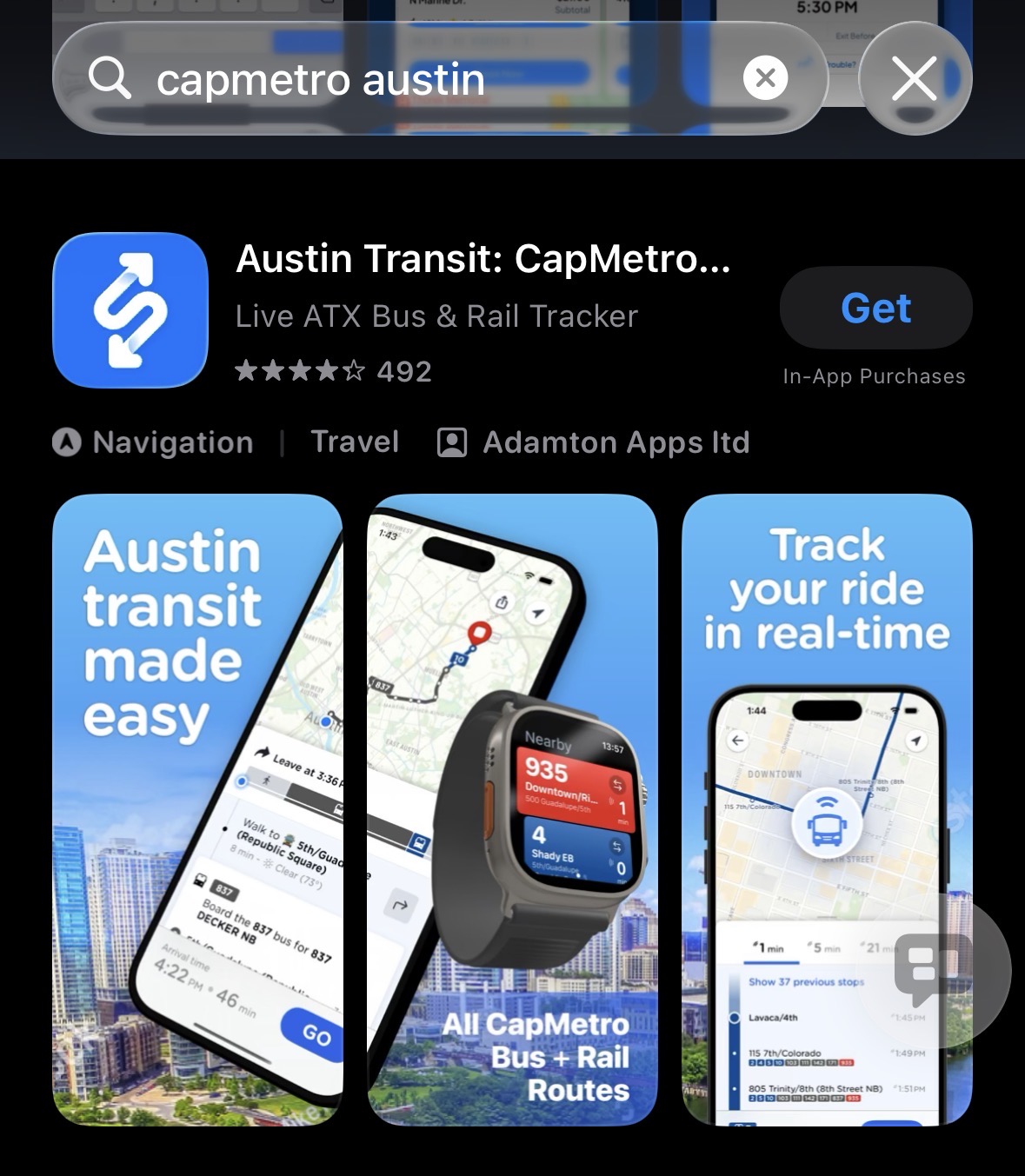 CapMetro app screenshot